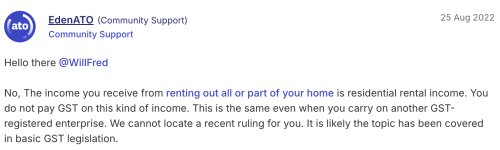 Airbnb my house and GST